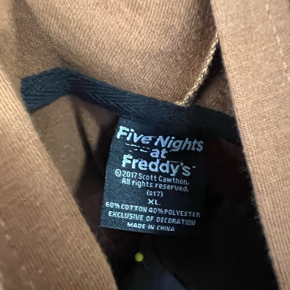Five Nights at Freddy's Brown Hoodie Zip Up Jacket Size XL - Picture 6 of 6